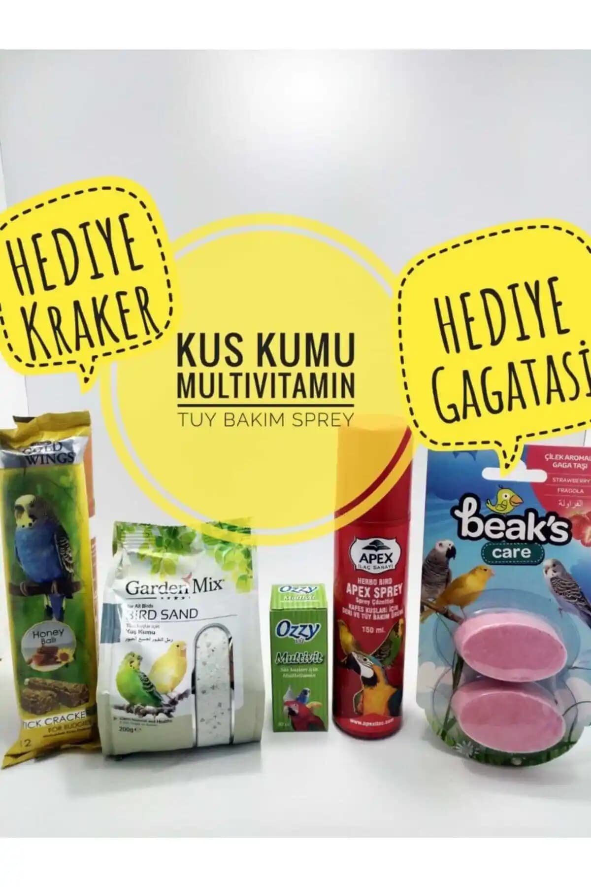 Ozzy Muhabbet Kuşu Kumu, Vitamini ve Tüy Spreyi Seti ile Sağlıklı Kuş Bakımı