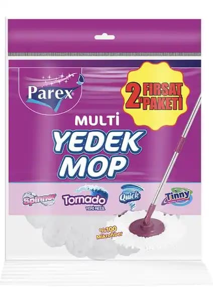 Parex Multi Yedek Mop 2'li Paket Mikrofiber Dayanıklı ve Uyumluluk Özellikli Temizlik Ürünü