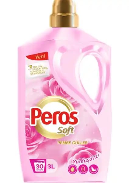 Peros 3 L Yumuşatıcı Pembe Güller: Doğal Gül Kokulu, Dermatolojik Testli Çamaşır Yumuşatıcı