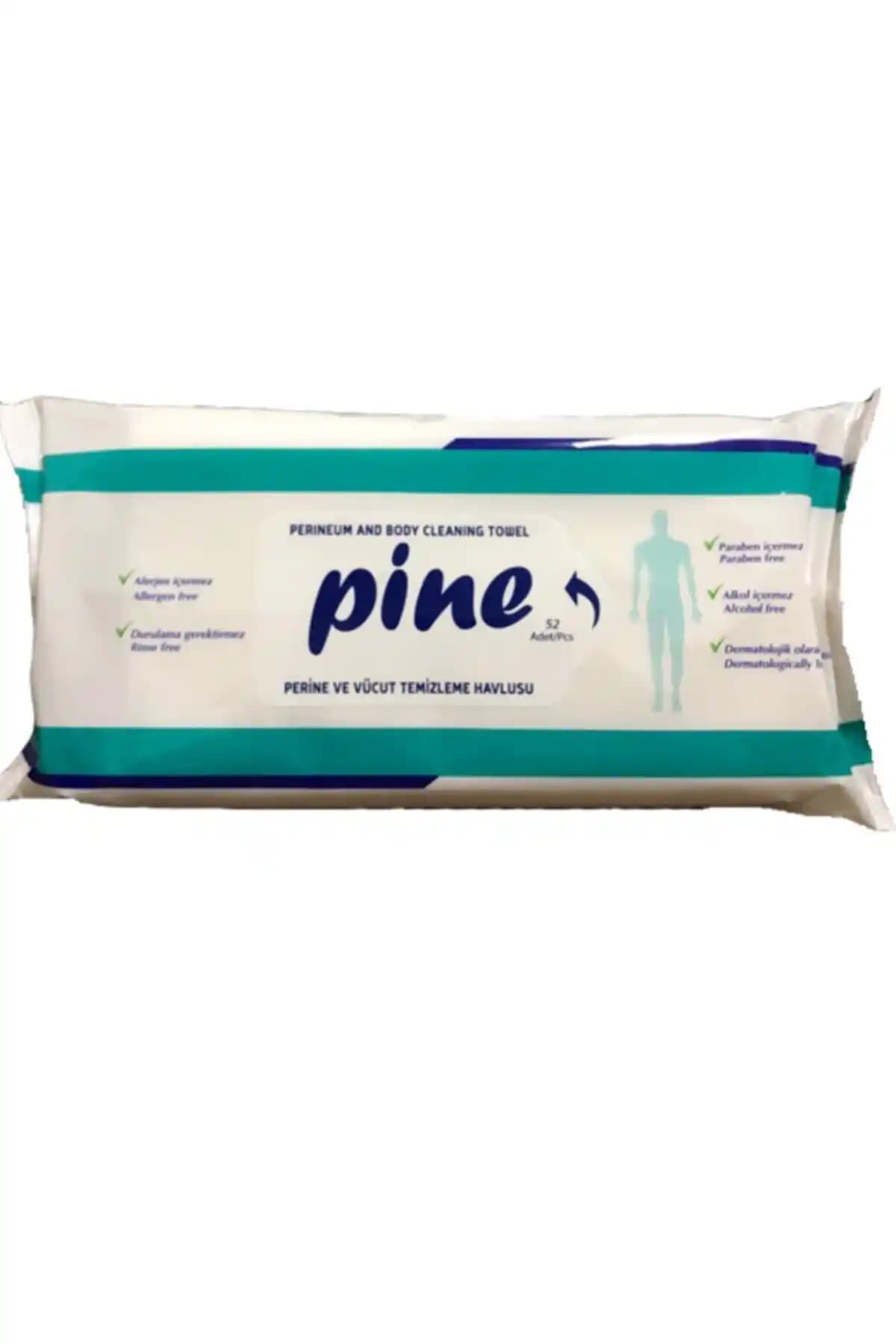 Pine Alkolsüz Hasta Perine ve Vücut Temizleme Havlusu 52'li - Hassas Ciltler İçin Güvenli Temizlik