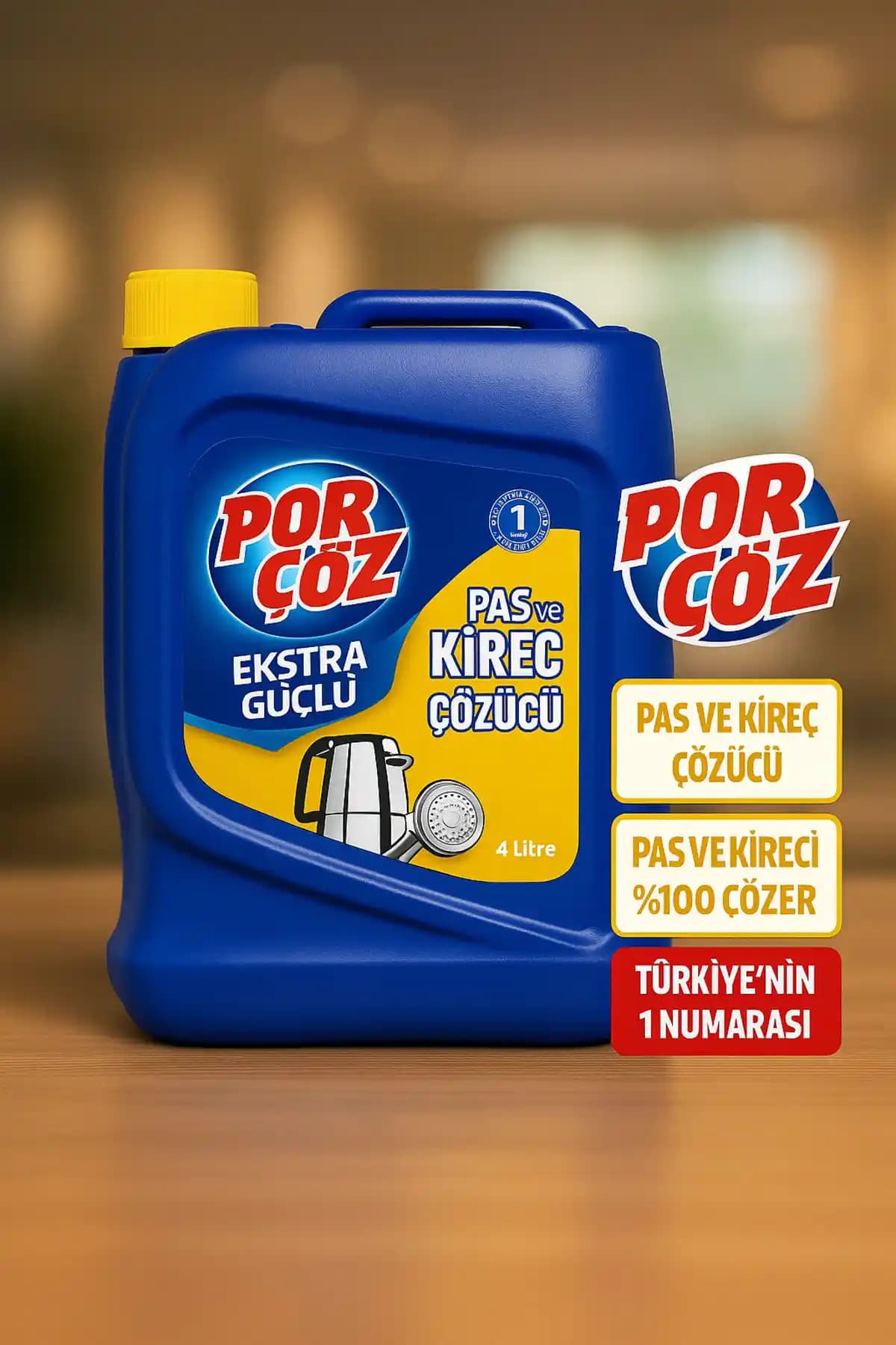 Porçöz 4 Lt Kireç ve Pas Çözücü: Güçlü ve Pratik Temizlik Çözümü Türkiye Menşeli