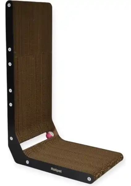 Rotipet Karton Kedi Tırmalama L Şeklinde Catnipli Siyah 28x42x68 cm Tasarım