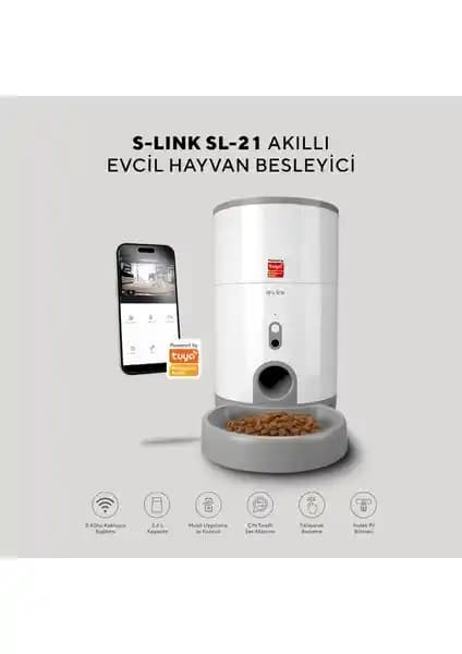 S-Link SL-21 Kameralı Akıllı Otomatik Mama Kabı ile Evcil Hayvan Beslenmesinde Yeni Dönem