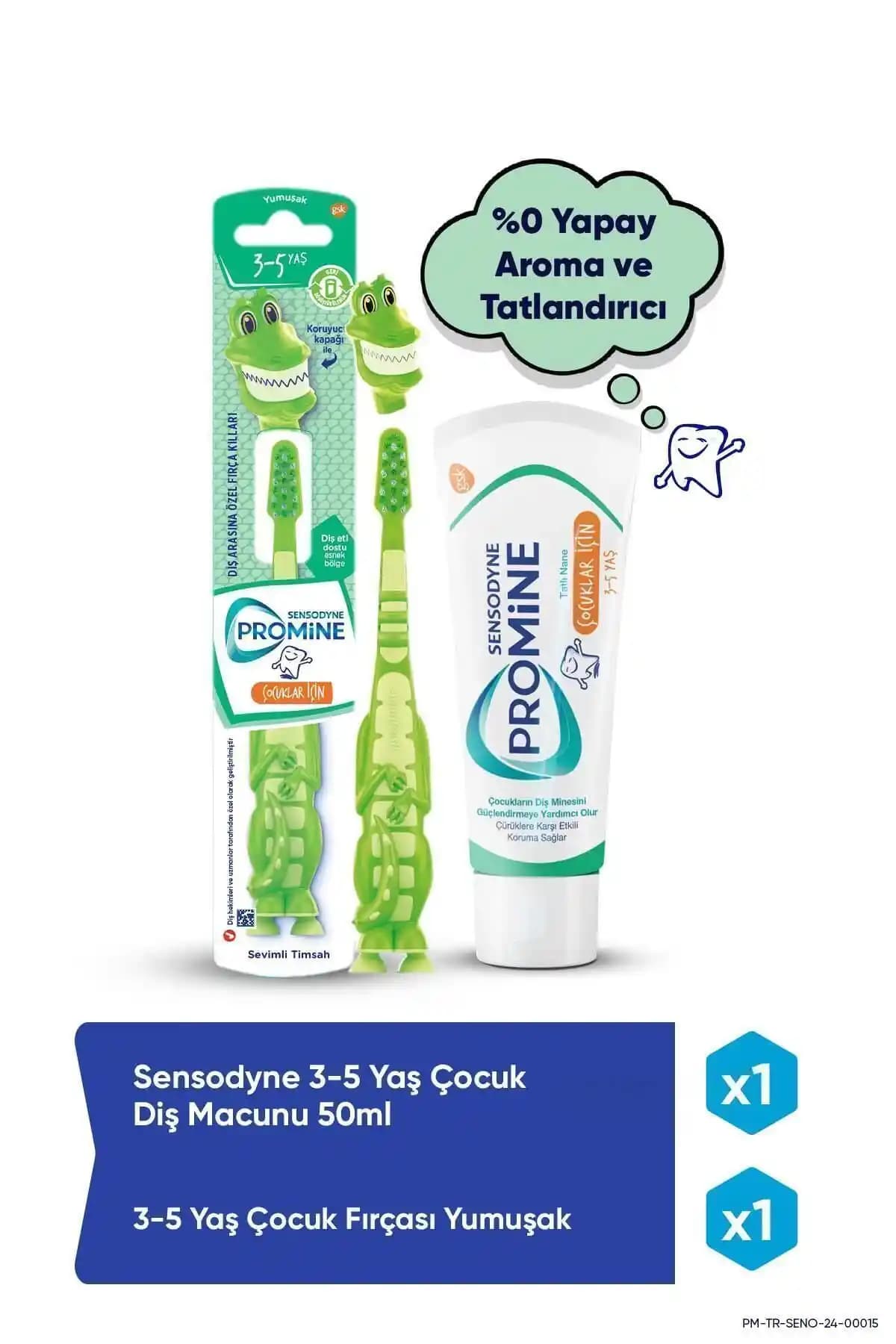 Sensodyne Promine 3-5 Yaş Çocuk Diş Macunu ve Timsahlı Yumuşak Diş Fırçası Seti