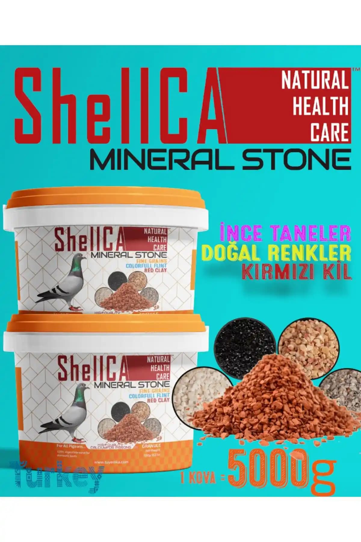 ShellCA Mineral Stone Güvercin Minerali 5 Kg Kova - Taşlık Alanlar İçin Mineral Zengini Kum