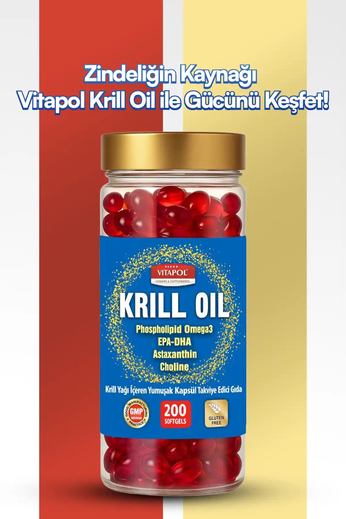 Vitapol Krill Oil Complex 200 Kapsül: Göz, Beyin, Kalp ve Kas Sağlığını Destekleyen Takviye