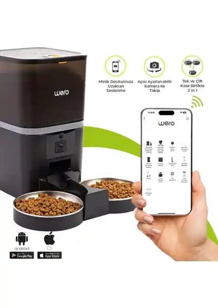 Wero 1080P Akıllı Mama Kabı: Uzaktan Kontrollü Çift/Tek Kaseli Evcil Hayvan Besleme Çözümü
