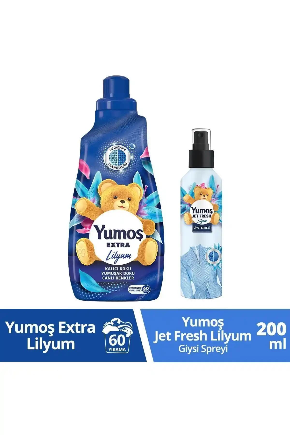 Yumoş Jet Fresh Lilyum Giysi Spreyi 200 ml ve Konsantre Çamaşır Yumuşatıcısı 1440 Seti