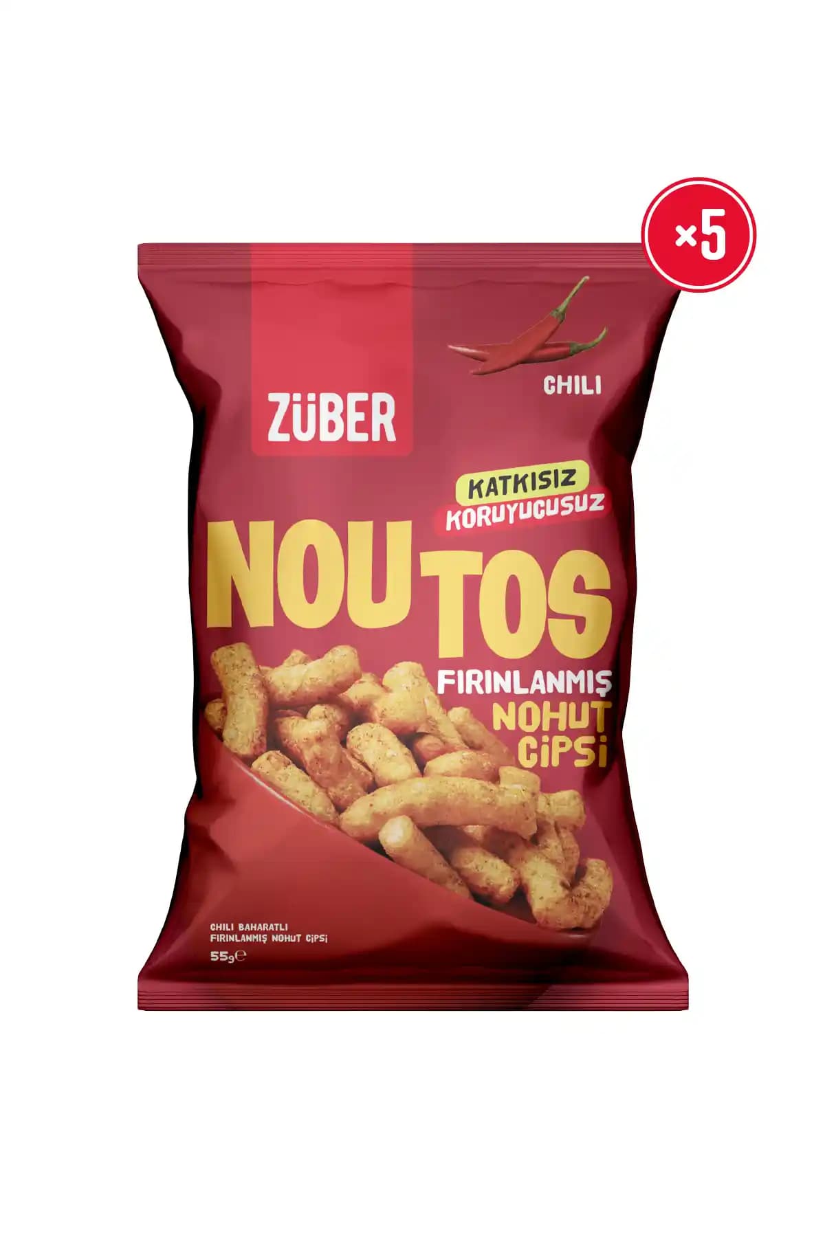 Züber Noutos Fırınlanmış Nohut Cipsi Chili Baharatlı 55g: Sağlıklı ve Lezzetli Atıştırmalık