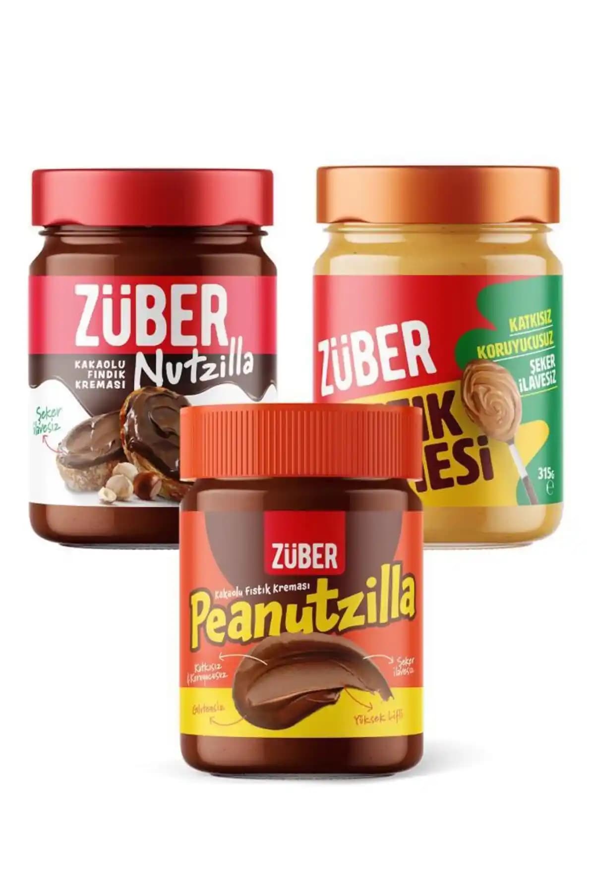 Züber Peanutzilla, Nutzilla ve Original Fıstık Ezmesi: Sağlıklı ve Lezzetli Atıştırmalık Paketi