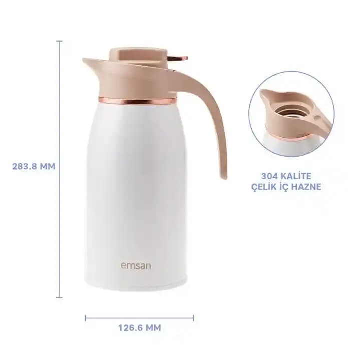 Emsan Gama Beyaz Termos 2 Litre: Günlük Kullanım İçin Pratik ve Şık Çözüm
