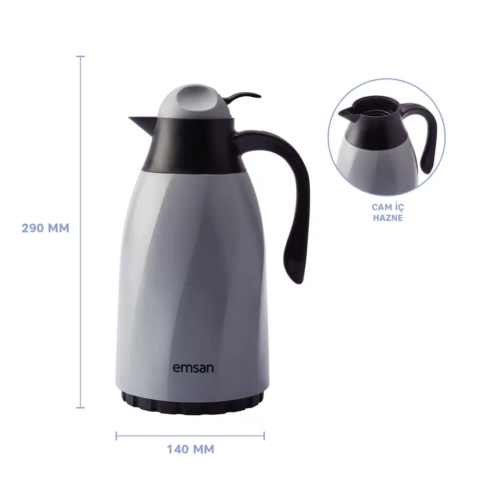 Emsan Sırça Termos 1.3 Litre Gri: Modern Tasarım ve Yüksek Performanslı Günlük Termos