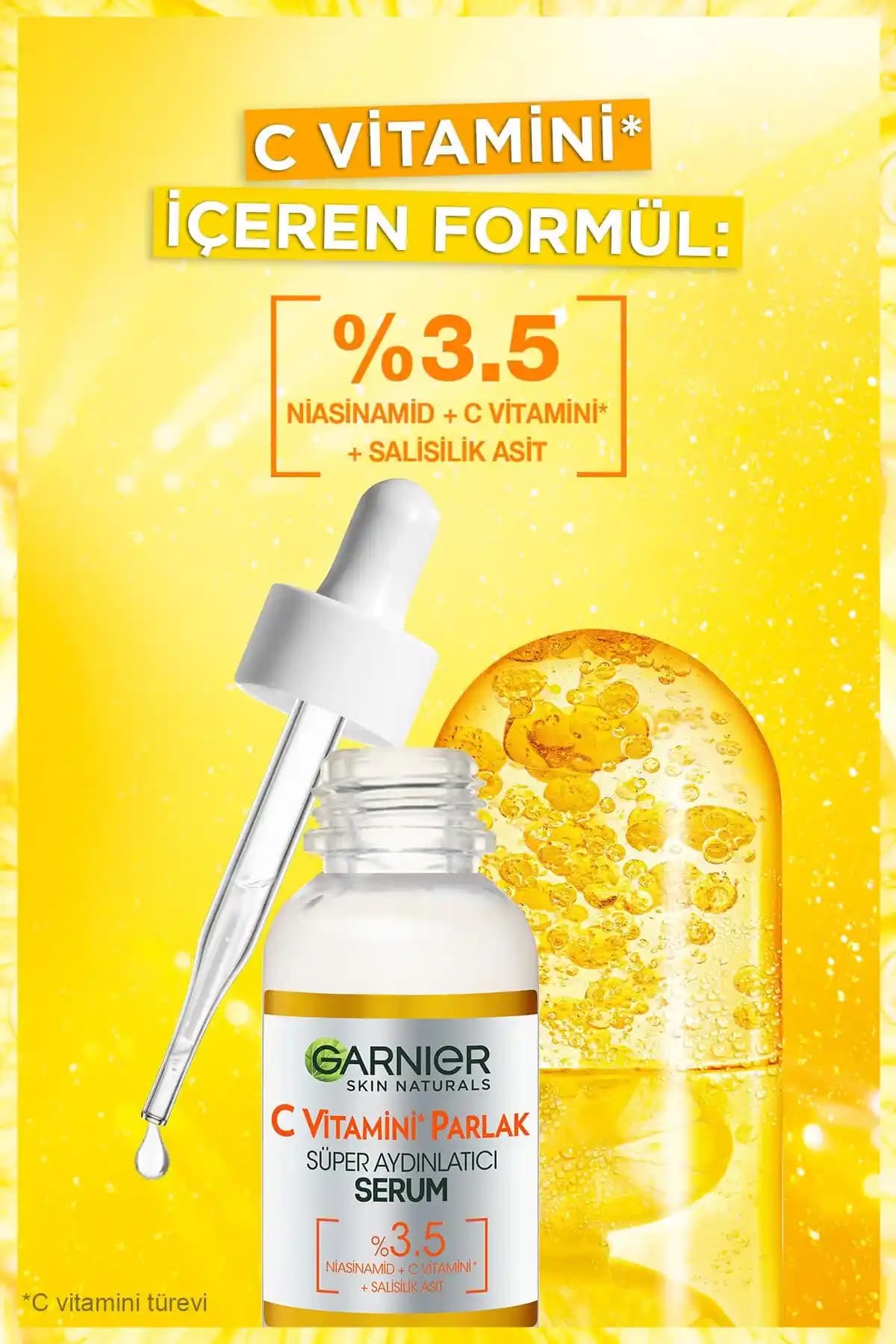 Garnier C Vitamin Parlak Süper Aydınlatıcı Serum ile Sağlıklı ve Parlak Cilt Sağlama